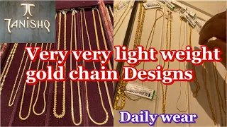 Tanishq very very light weight plain gold chain Designs | Daily wear light wt gold Chains | Chains