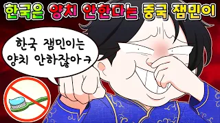 (사이다툰) 한국인들은 양치 안한다는 노답 중국인 잼민이 참교육 /MOAㅏ보기/영상툰/썰툰/