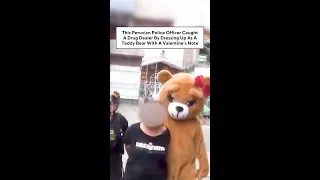 Peruvian Police Officer Caught A Drug Dealer By Dressing Up As A Teddy Bear With A Valentine’s Note