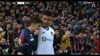 Casemiro and Gavi kick each others