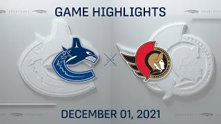 NHL Highlights | Canucks vs. Senators - Dec. 1, 2021