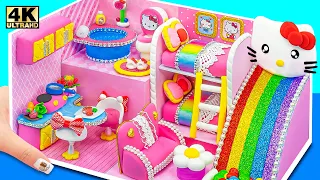 Cutest Idea Build Hello Kitty Miniature House with DIY Bunk Bed, Rainbow Slide from Polymer Clay ❤️