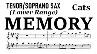 Memory from Cats Tenor Soprano Sax Lower Range Sheet Backing Track Partitura