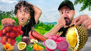 تحدي اغرب انواع الفواكه 🍉 في العالم 🌎 لايفوتكم ردة فعل فيصل الاسطورة 🤣