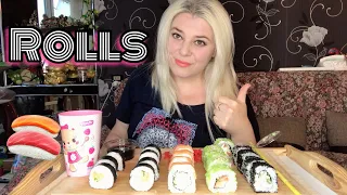 РОЛЛЫ СУШИ | МУКБАНГ | ОПАСНОСТЬ БЕРЕГИТЕ ДЕТЕЙ | MUKBANG | ROLLS EATINGSUSHI