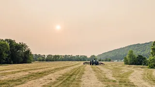 Smoke Hits the Midwest - John Deere 7920 & RhinoAg RDF14 Wheel Rake