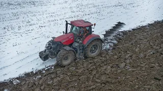 Heavy winter plowing Case IH Optum 300 cvx + Lemken EurOpal 8 #caseih #lemken #agriculture