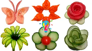 Нарезка овощей. Как нарезать огурцы и помидоры для украшения на праздничный стол. Slicing vegetables