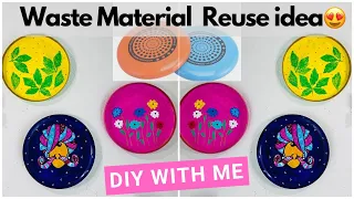 DIY | Waste flying disc reuse idea | How to make unique wall decor from old Material