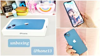 aesthetic iPhone 13 (Blue 💙) unboxing in 2023 🤳 camera test + accessories✨️