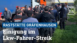 Nach 5 Wochen Streik: Lkw-Fahrer in Gräfenhausen einigen sich mit Spedition | hessenschau