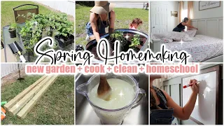 🌼SPRING HOMEMAKING // gardening + cook + clean + homeschool