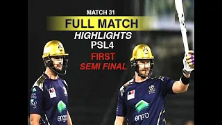 PSL 4– First Semi Final Match 31:Peshawar Zalmi vs Quetta Gladiators, PSL 2019– HD Highlights