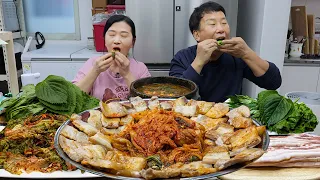 삼겹살,상추 겉절이,김치,된장찌개,볶음밥 먹방 Grilled pork belly,Kimchi,Doenjang Jjigae,fried rice MUKBANG EATING SHOW