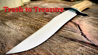 Forging an heirloom bowie knife from old plow steel