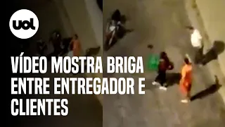 Vídeo mostra briga entre entregador de aplicativo e cliente em BH; entregador diz ter sido agredido