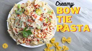 Creamy Bow Tie Pasta (Easy Recipe) | Quick White Sauce Pasta Recipe (Veggie Pasta)