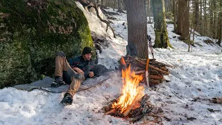 Solo Camping in the Snow - No Shelter