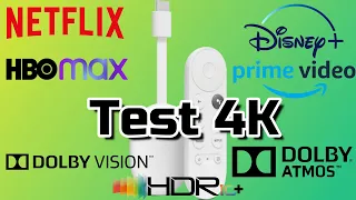 Chromecast Google TV Test 4K Dolby Vision Dolby Atmos HDR10+ en Netflix Disney+ HBO Max Prime Video