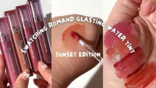 Swatching Romand Glasting Water Tint Sunset Edition