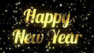 Happy New Year Greetings - Gold Romantic Glow Confetti Wallpaper Background | 2 HOURS LOOP 4K FHD HD