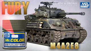 Стендовый моделизм: M4A3E8 Sherman "Fury" 1/35, перехожу на краску Mr.Hobby серия колор. Роспись.