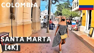 SANTA MARTA, COLOMBIA | Walking tour in historic center 【4K】 2021