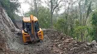 Busy Hilly Road-after Excavator-JCB Backhoe Loader Clearing it