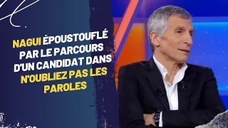 Nagui époustouflé par le parcours d'un candidat dans N'oubliez pas les paroles