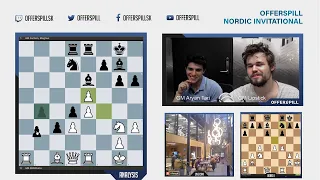 GM Magnus Carlsen and GM Aryan Tari commentates Offerspill Nordic Invitational Day 2