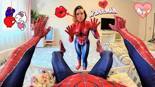 SPIDER-MAN CAN'T GET RID OF THE NEIGHBOR GIRL IN LOVE  (Spider-Man In Real Life)