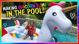 MAKING UNICORN SLYME IN THE POOL CHALLENGE | We Are The Davises