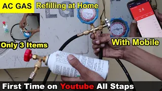 how to refill Split AC gas at home, car ac gas refilling, R22, R134 ac gas charging, Top-up in AC