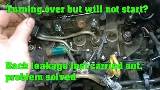 Cranks but won't start on a common rail diesel engine - Injector back leakage test