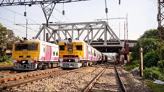 High speed local train Race !! parallel race between two local trains & Entered through two trains.