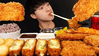 ASMR MUKBANG CHEESE CUTLET & PORK CUTLET & FRIED SHRIMP EATING SOUNDS