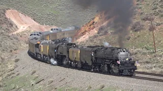 UP Big Boy 4014, 844 at Stowe Creek, near Evanston, WY 5-13-19