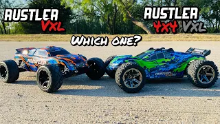 Traxxas | Rustler vxl | and the | Rustler 4x4 vxl | Side by Side Comparison and Speed run