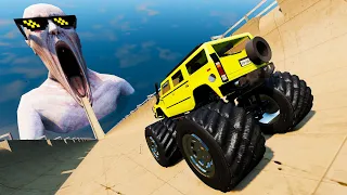 Epic Escape From The Shy Guy (SCP-096) Monster Truck VS Mega Ramp Gta 5 BeamNG.Drive | Beamax