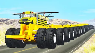 Giant Long Road Trains crashes #5 - Beamng drive