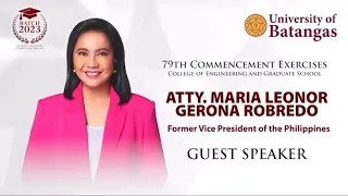 University of Batangas 79th Commencement Exercises | Guest Speaker: Leni Robredo