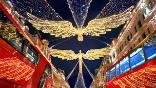 London Christmas Lights ✨ Regent Street Angels London West End Night Walk 2021 [4K HDR]