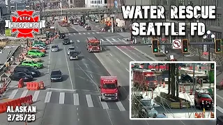 Seattle Fire responds to a water rescue on the Seattle waterfront