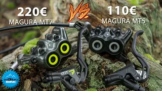 Magura MT5 vs MT7 - 2 x moins cher = 2 x moins efficace ? Test comparatif Freins VTT 4 pistons