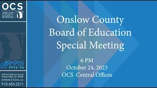 Board Of Education Special Meeting - October 24, 2023