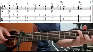 O Come All Ye Faithful - Easy Fingerstyle Guitar Playthough Tutorial Lesson With Tabs