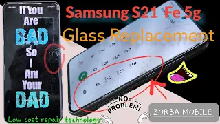 Samsung S21 Fe 5g Glass replacement. fast & safe screen glass change work. zorba Mobile paper screen