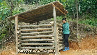 bring bamboo furniture to the farm, how to make a bamboo barn for pigs, build a free life