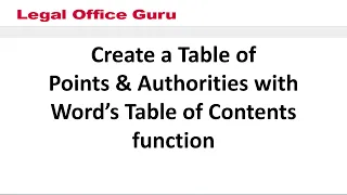 Table of Points and Authorities using TOC