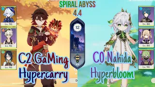 C2 Ga Ming hypercarry & C0 Nahida hyperbloom | Genshin impact | spiral abyss 4.4